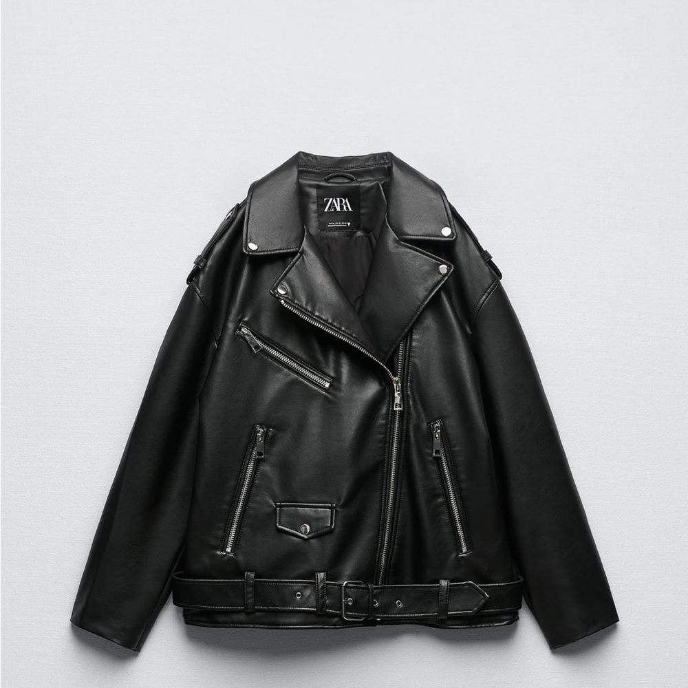Zara Black Leather Biker Jacket